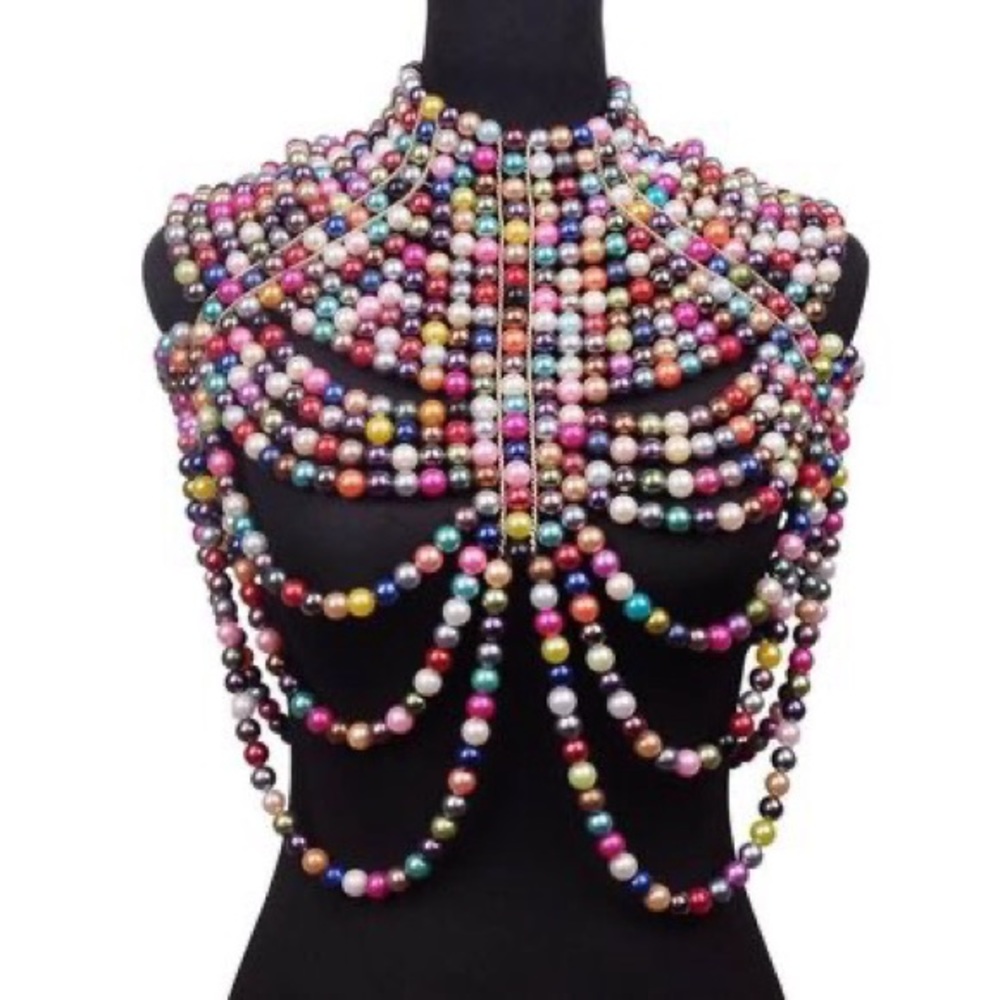 Beaded Multicolour Shawl Necklace